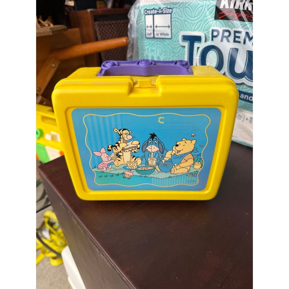 Vintage Winnie the Pooh Thermos Lunch Box Kids Yellow Cartoon Character